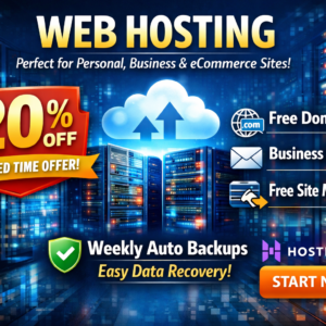 Hostinger 20% Discount – Free Domain, Business Email & Auto Backups